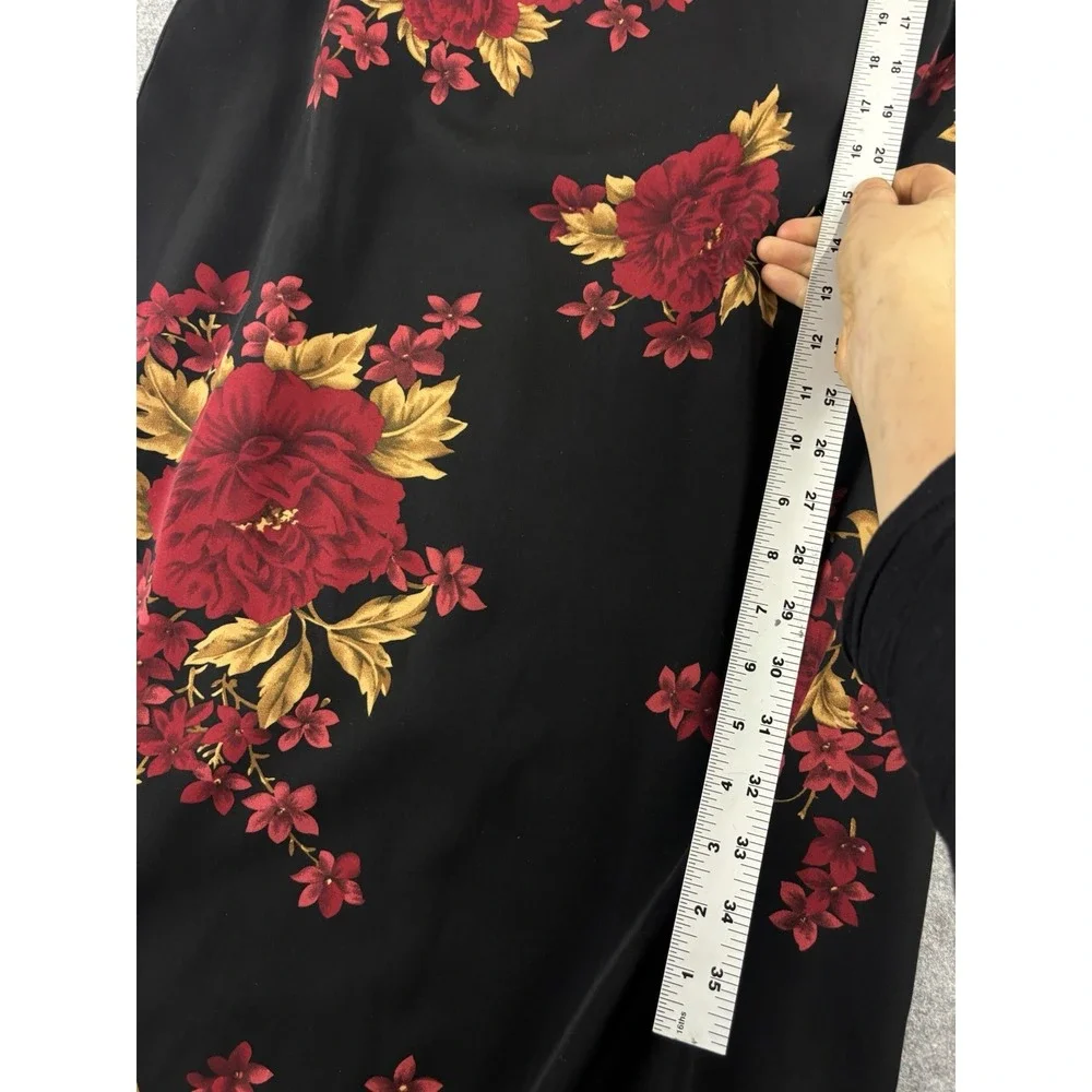 Vintage Studio I Women's 8 Black and Burgandy Floral Maxi Dress Lorelei Gilmore - Picture 4 of 9